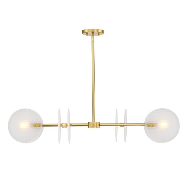 Designers Fountain Sky Fall 60 Watt 4-Light Brushed Gold Contemporary Island Light with Etched Fluted Glass Shades D311C-IS-BG - main